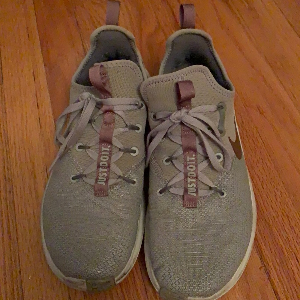 Grey Nike athletic shoes